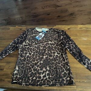 Edikted Leopard Print Long Sleeve Top - Brown and Black
